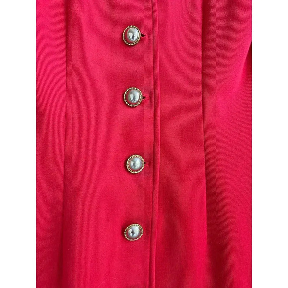 All that Jazz Vintage Red Holiday Mini Dress Gold Buttons - Size Medium - Picture 7 of 10